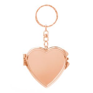 Wholesale Custom Logo Rose Gold Plated Crystal Rhinestone Mini Heart <b>Mirror</b> Keychain Metal Ring Purse Charm Pocket Vanity <b>Mirror</b> - Product Image 2