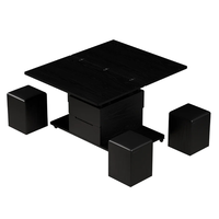 Table Basse Moderne en Bois Relevable et Pliable avec 4 Tabourets et Rangement pour Salon, Meuble Personnalisable