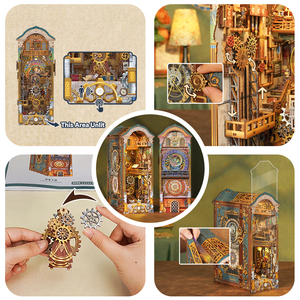 Tonecheer Trade Only <span class=keywords><strong>Horloge</strong></span> astronomique de Prague, éclairage à capteur double face, jouet DIY, maison de poupée miniature en bois, <span class=keywords><strong>puzzle</strong></span> <span class=keywords><strong>3D</strong></span>, serre-livres - Product Image 2