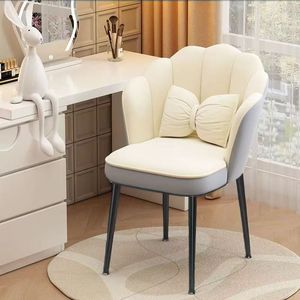 Modern Upholstered Vanity Chair Curved Backside <b>Cushioned</b> Seat Metal Leg Accent Chair for Bedroom Living Room - Product Image 1