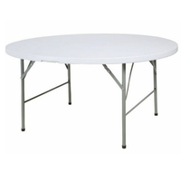 Großhandel Runder Weißer 1,5m Tisch-Set Moderner Klappbarer Bjflamingo Tisch 5ft Runder Outdoor-Esstisch mit Stahlstühlen