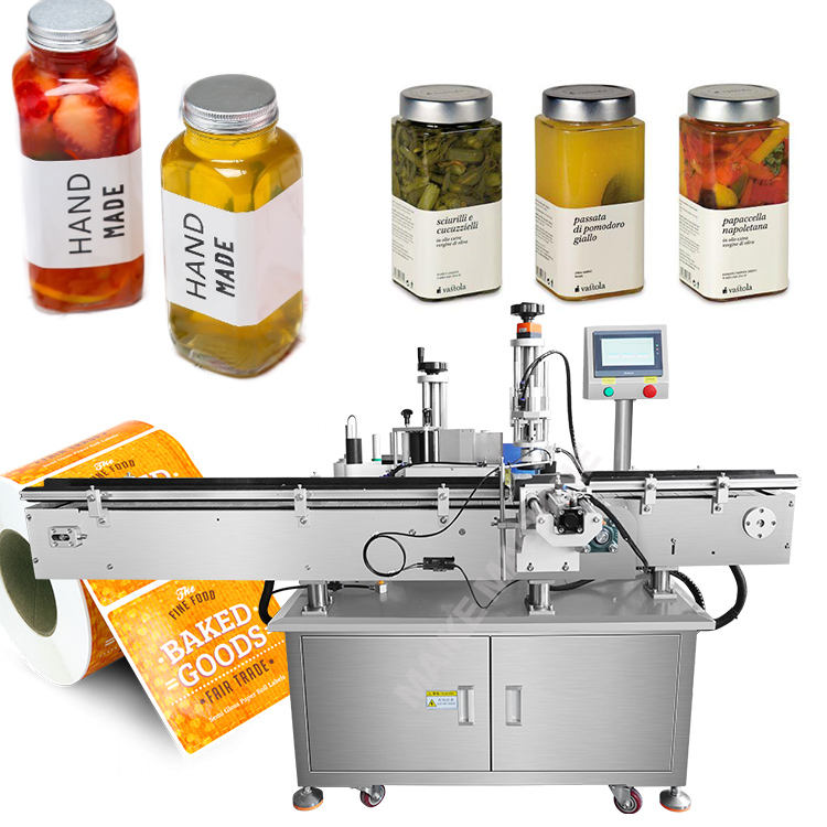 Stick Label Machine Automatic 4 Side Square Snack Jar Fruit Square ...