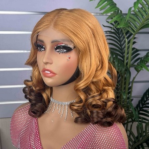 Wholesale Bouncy <b>Wig</b> 100% <b>Human</b> Hair SDD Quality Bouncy Curl <b>Wig</b> With 5*5 Lace Closure Full Density Mixed Color - Product Image 5