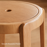 Tabouret de salle à manger empilable en bois, rond, sans dossier, gain de place, pour cuisine, café, restaurant