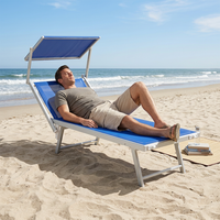Chaise longue de plage portable de haute qualité pour l'extérieur avec pare-soleil en Teslin, lit de camping pliable réglable, chaise longue de camping