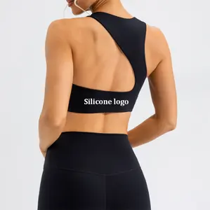 Sujetador deportivo elegante para mujer, Sujetador deportivo de alta calidad, logotipo personalizado, alto soporte con almohadillas extraíbles para correr