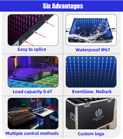Dalles de sol LED RGB magnétiques personnalisées pour événements de mariage, discothèques, location de scènes, éclairage sans fil, piste de danse LED pour fêtes