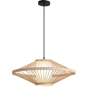 โคมไฟแขวนไม้ไผ่รูปวงรี E27 ไฟ LED โคมไฟระย้าโรงแรม เกสท์เฮาส์ หัวเดียว 10-15 - Product Image 3