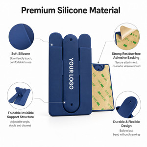 Custom Logo Silicone Phone Stand Stick-on <b>Foldable</b> U-Shape Smartphone Holder Pop-up <b>Desk</b> Support for iPhone Samsung Promotional - Product Image 4