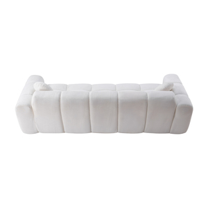 Vacuum <b>Bag</b> Wrapped Three Person Sectional Velvet Settee Cream Cozy Block Sofa Detachable Modular Space Saving Foam <b>Compressed</b> - Product Image 6