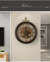 Jam Dinding Dekoratif Quartz Satu Sisi Desain Tradisional Jarum Logam Dekorasi Rumah Senyap Gaya Eropa Ruang Tamu Kamar Tidur