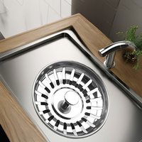 Nuevo fregadero de cocina (3 pulgadas) Conjunto de drenaje de acero inoxidable con cesta coladora y tapón de goma