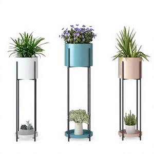 Maceta de metal martillada de acero inoxidable para jardín o decoración del hogar para uso diario o festivo - Product Image 1