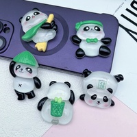 Breloques lumineuses en résine pour coque de téléphone, motif panda en bambou, les plus vendues, breloques animales de dessin animé en résine pour la décoration