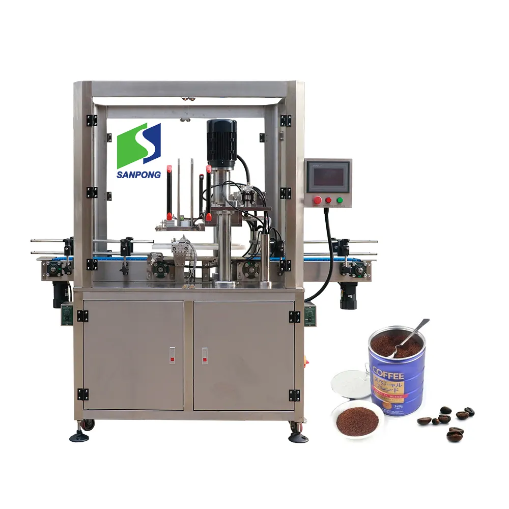 Automática de vacío conservas maquinaria automática de leche en polvo de café de costura con gas nitrógeno de relleno de flushing