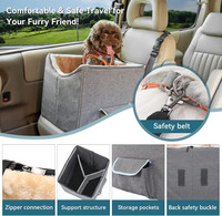 Siège rehausseur de voiture pour animaux de compagnie portable double face lavable avec ceinture de sécurité