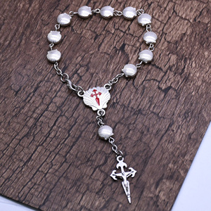 Pulsera <span class=keywords><strong>de</strong></span> Concha <span class=keywords><strong>de</strong></span> Rosario <span class=keywords><strong>de</strong></span> <span class=keywords><strong>Santiago</strong></span> con Cruz, Joyería Religiosa para Regalo - Product Image 3