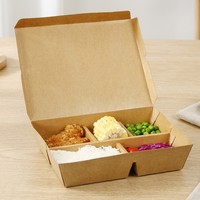 Contenedor de Alimentos Desechable Ecológico de Alta Gama con Compartimento a Prueba de Fugas, Tapa de Papel Kraft Personalizada con Logotipo para Comida para Llevar de Restaurantes