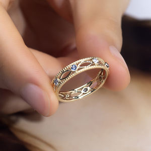 แหวนเพชรเมสซี่ รุ่น MSR-1534 ทองคำ 9K สีเหลือง ประดับเพชรเลี้ยงในห้องปฏิบัติการและพลอยสี สำหรับผู้หญิง - Product Image 3