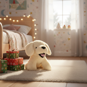 Peluche a forma di cucciolo beige da 12 pollici, con stampa digitale moderna, regalo, NYFY-1214, prodotto in Cina, MOQ 5/10 - Product Image 3