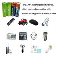 Aa Aaa baterai USB isi ulang 400mah, baterai USB isi ulang Li-ion 650 v 750mah 1.5 mah untuk peralatan rumah tangga kecil