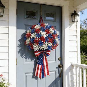 Artificial <b>Eucalyptus</b> Silk Flower Bouquet Red White Blue Patriotic Indoor Decor US Made - Product Image 4