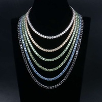 Collana Tennis Moissanite D VVS1 che supera il test del diamante, in Argento 925, con catena multicolore Iced Out, Certificata GRA, Gioielli Hip Hop