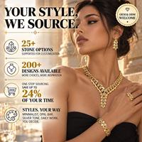 Parure de bijoux de mariée en cuivre électroplaqué zircon style moyen-oriental – Collier et boucles d'oreilles légers et luxueux, accessoire de mariée formel