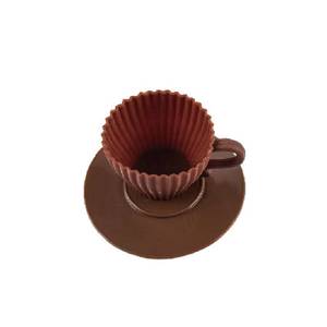 Reusable Eco-Friendly Non-Toxic Silicone Tea Cups Saucers Set Cupcake <b>Mold</b> for Wedding/Birthday <b>Cake</b> Baking (Temperature Range - Product Image 4