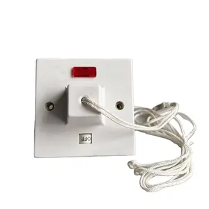 Hot sale for home for school British standard white range 45A D.P. pull switch W/NEON white pull Switch