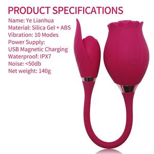 女性二合一阴蒂电动鸡蛋无线安静阴蒂吸舌玫瑰花振动器 - Product Image 2