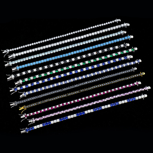 Pulseras de Cadena Tipo Tenis con Diamantes Moissanita Rubí Zircón <span class=keywords><strong>Cz</strong></span> Nano Tanzanita VVS en Colores Blanco Verde Rosa Azul Negro y Formas Redonda Ovalada de Corazón - Product Image 2