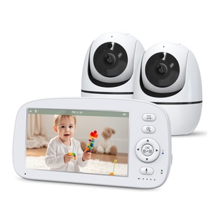 Système de surveillance pour bébés <span class=keywords><strong>jumeaux</strong></span> à double caméra, avec détection sonore, écran partagé, communication bidirectionnelle sur 300m et batterie 5000mAh - Meilleures ventes - Product Image 1