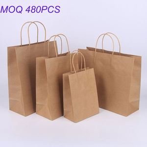 Sacs en papier kraft brun de haute qualité et bon marché KUAIMA avec poignées, prêts à être expédiés depuis l'usine chinoise pour l'emballage et le shopping - Product Image 2