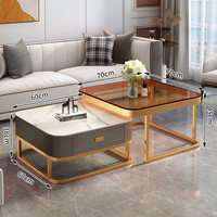 Table basse en verre écologique de style moderne simple pour salon, petite maison, luxe léger, dalle de roche