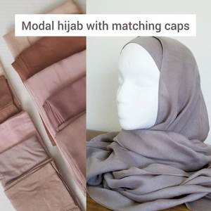 Nuevo Hijab Modal transpirable suave emparejado con Jersey Sombrero recto Traje Bufanda Sombrero cilíndrico - Product Image 2