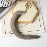 Porte-clés pendentif queue de vison en fourrure de haute qualité, nouveau modèle tendance, petit jouet en peluche queue de vison, accessoires pour sacs et clés de voiture pour femmes