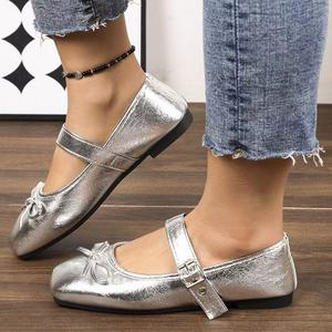 <span class=keywords><strong>Chaussures</strong></span> plates décontractées d'extérieur populaires 2026 pour femmes, en PU couleur unie, antidérapantes, respirantes, style ballerine rétro, pour l'été - Product Image 2