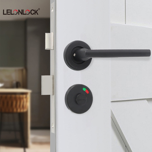 Ausgefallene kommerzielle öffentliche Toilette Grün Rot Anzeige knopfs chloss Mattschwarzer Griff High Privacy Keyless Mortise Lock - Product Image 1