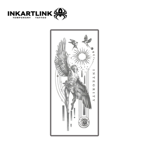 INKARTLINK Adesivo Tatuaggio Icaro Ali Scritta Integrità Mitologia Greca Uccello Solare Geometrico Moderno Erboristico 15 Giorni Confezione Bulk - Product Image 3