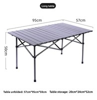 Table de camping pliante avec cadre en alliage d'aluminium, légère, pliable, pour pique-nique, barbecue, voyage, avec sac de rangement