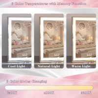 Miroir de courtoisie éclairé vertical/horizontal BEAUTME avec lumières chaudes/naturelles/jaunes, miroir de bureau à LED avec bandes lumineuses