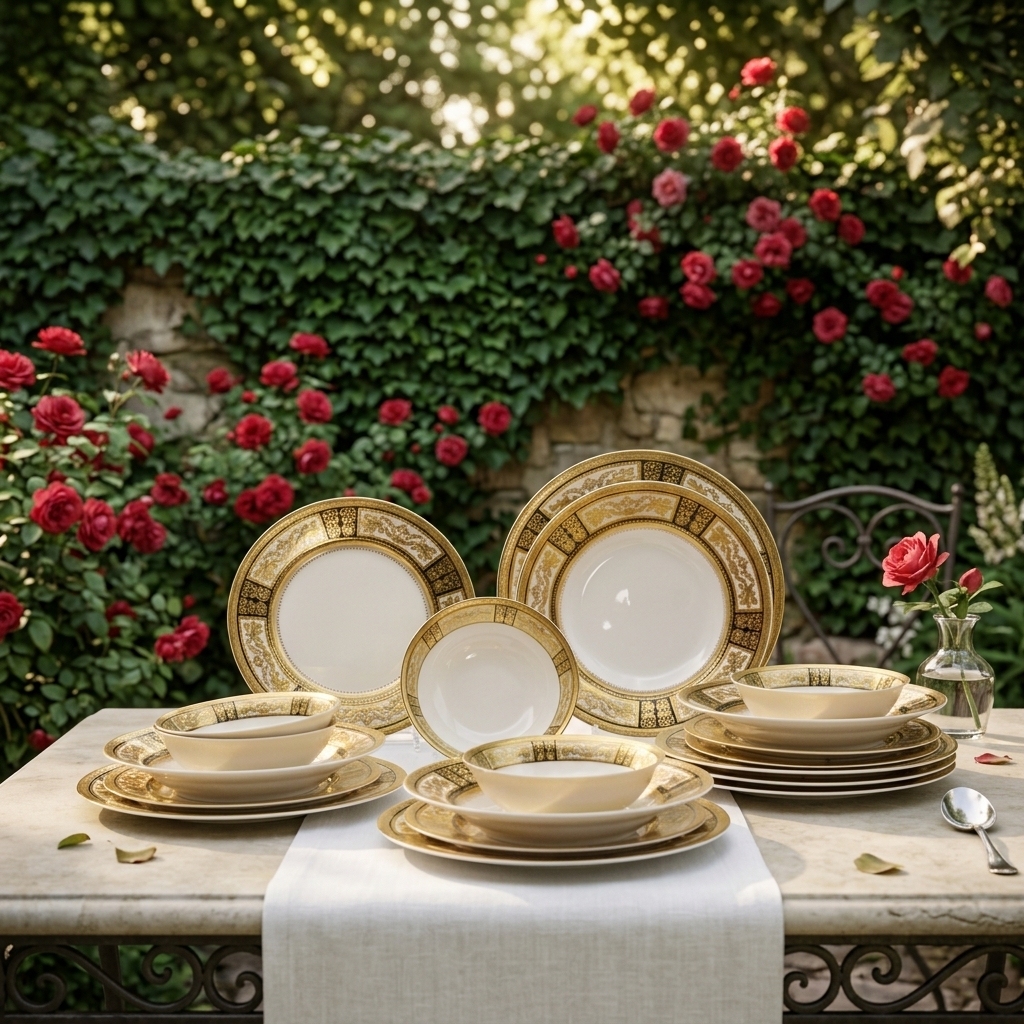 98pcs Royal Porcelain Dinner Set Luxury Modern Dinnerware Embossed Gold Decoration Bone China Kitchenware for 12 · image 4