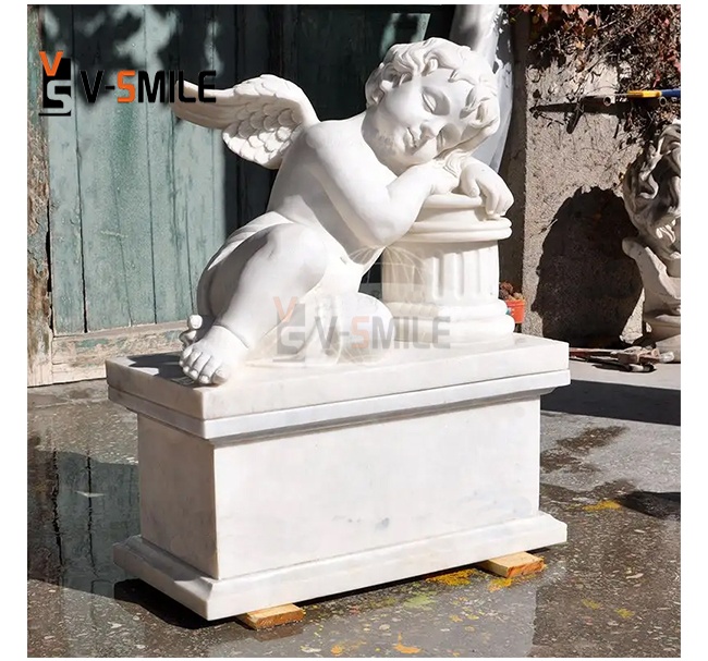 Ручной резной памятник ребенок Ангел мраморный надгробный камень