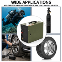 Compresor de Aire PCP AIRMEGA Verde de Alta Presión 4500psi/300bar/30mpa 110V DC con Ventilador de Enfriamiento y Apagado Automático 12V para Buceo y Paintball