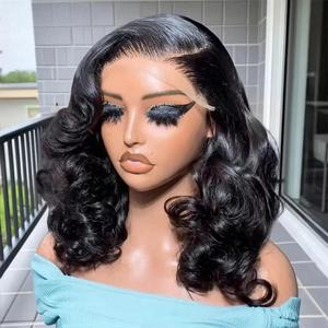 Parrucche a <span class=keywords><strong>Bob</strong></span> corte con onda del corpo 13x4 in pizzo frontale a 200% densità capelli umani parrucche corte con chiusura a <span class=keywords><strong>Bob</strong></span> 4x4 parrucca prepizzata per le donne - Product Image 1