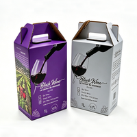 Boîte de transport portable en carton ondulé pour vin, impression de logo personnalisée, écologique, pliable, pour une seule bouteille, avec poignée
