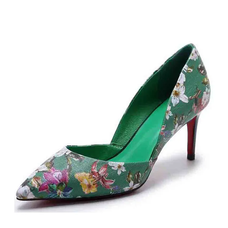 Zapatos de tacón alto para mujer, calzado de tacón alto verde a la moda, de marca China, cómodos, en uk hill