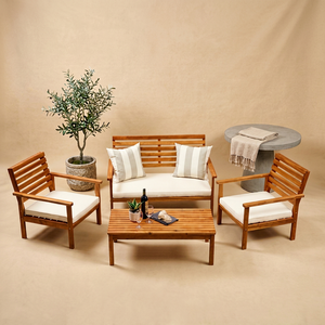 THINH PHU OLIVER Ensemble de canapés fonctionnels en bois d'acacia - Mobilier d'extérieur contemporain pour jardin et salon - Emballage personnalisé - Product Image 1