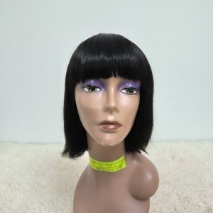 Pelucas Letsfly con flequillo recto, baratas al por mayor, pelucas completas hechas a máquina, cabello humano natural con flequillo, de 10 a 18 pulgadas, pelucas económicas. - Product Image 3